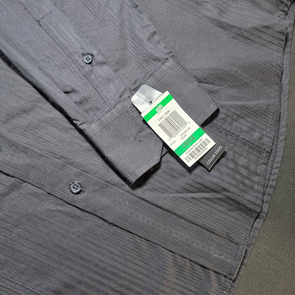 NWT INC International Concepts Mens‎ Black Striped Long Sleeve Shirt Size Large - Picture 3 of 10